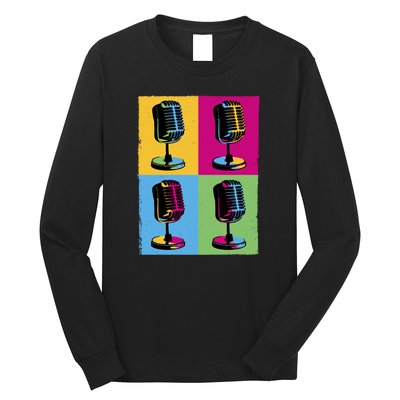 Pop Art Microphone Music Long Sleeve Shirt