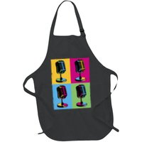 Pop Art Microphone Music Full-Length Apron With Pockets