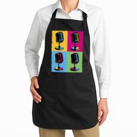 Pop Art Microphone Music Full-Length Apron With Pockets