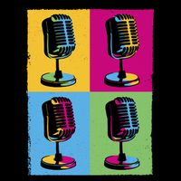 Pop Art Microphone Music Full-Length Apron With Pockets
