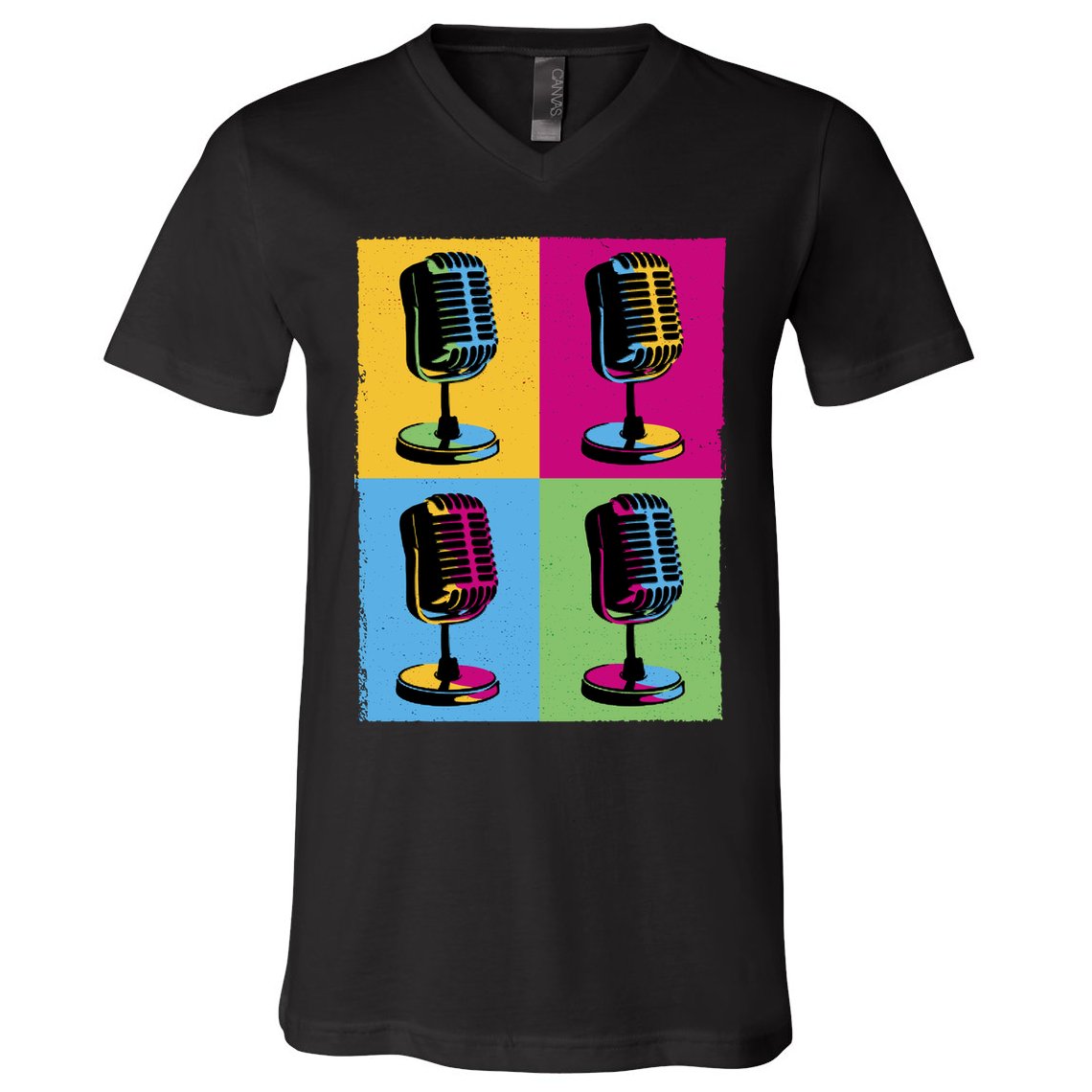 Pop Art Microphone Music V-Neck T-Shirt