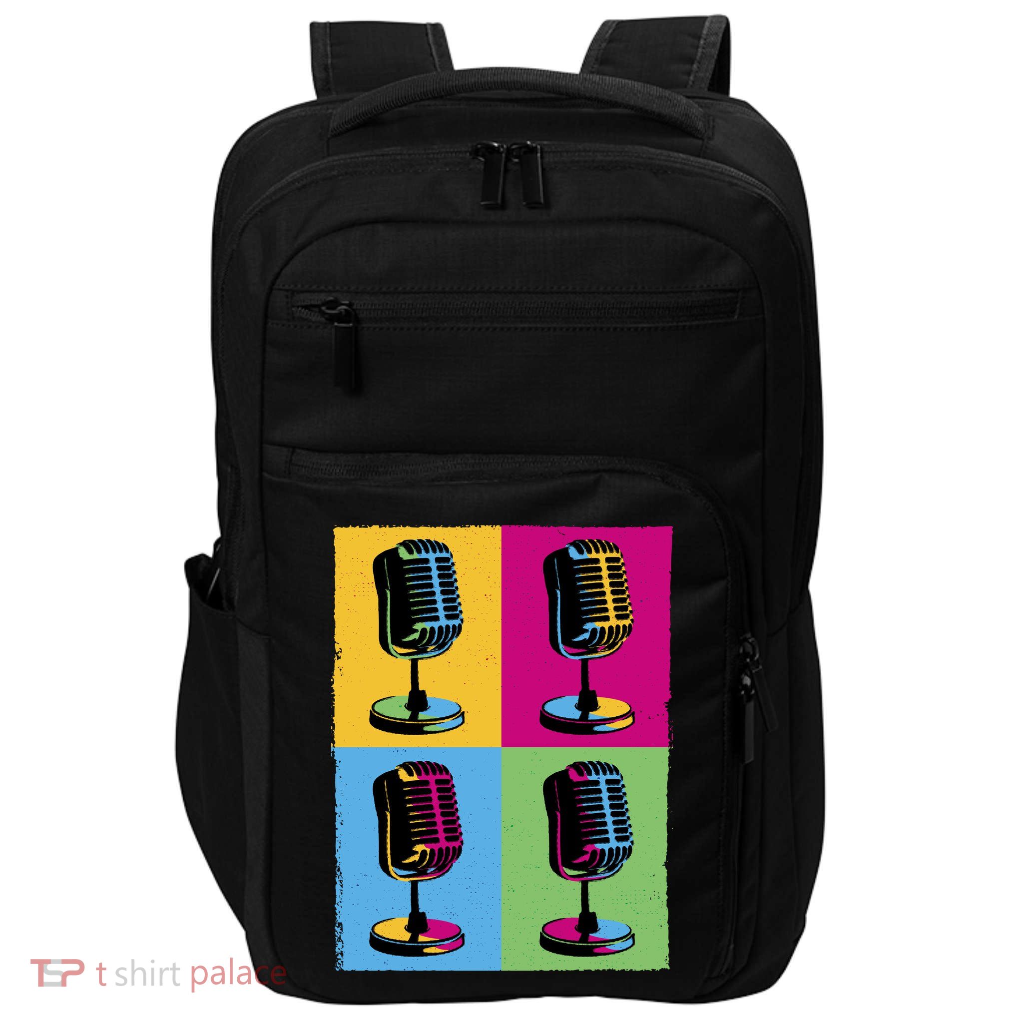 Pop Art Microphone Music Impact Tech Backpack