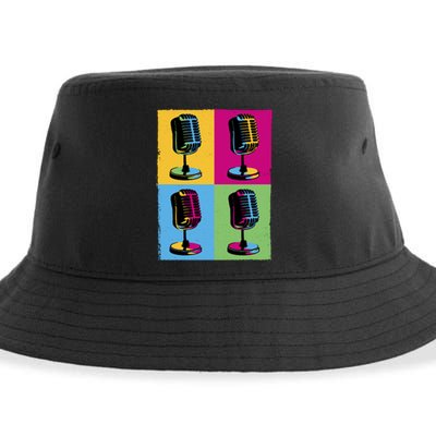 Pop Art Microphone Music Sustainable Bucket Hat