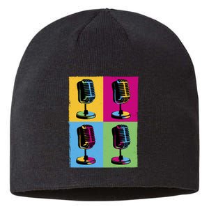 Pop Art Microphone Music Sustainable Beanie