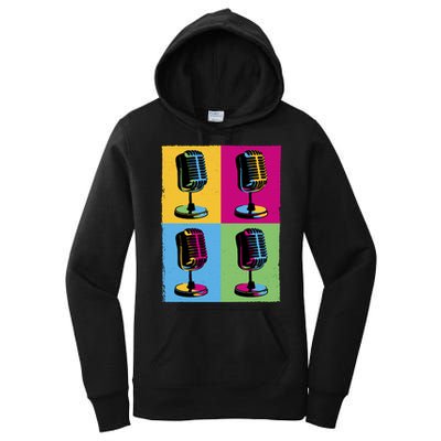 Pop Art Microphone Music Women's Pullover Hoodie