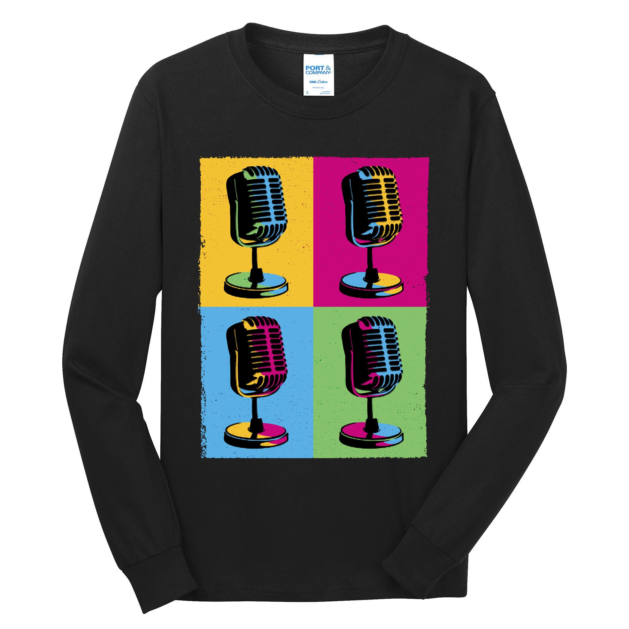 Pop Art Microphone Music Tall Long Sleeve T-Shirt