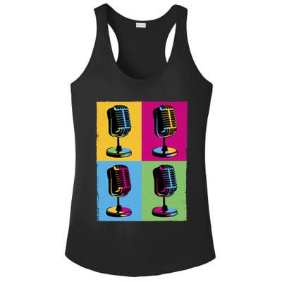 Pop Art Microphone Music Ladies PosiCharge Competitor Racerback Tank