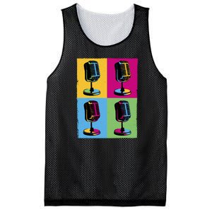 Pop Art Microphone Music Mesh Reversible Basketball Jersey Tank