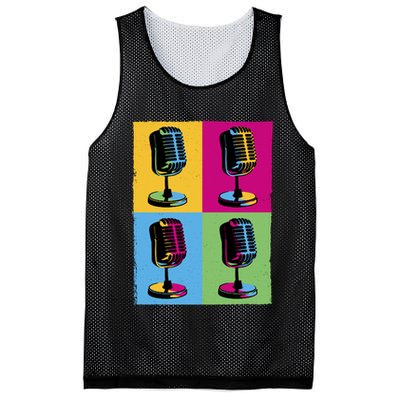 Pop Art Microphone Music Mesh Reversible Basketball Jersey Tank