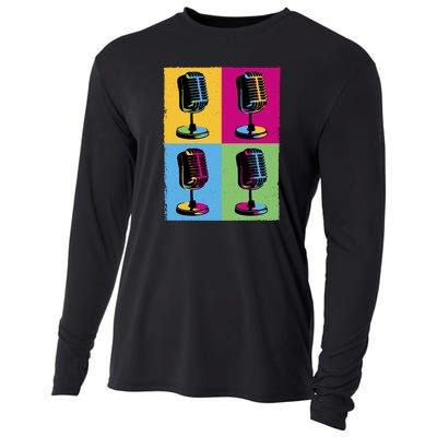 Pop Art Microphone Music Cooling Performance Long Sleeve Crew