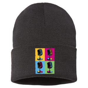 Pop Art Microphone Music Sustainable Knit Beanie