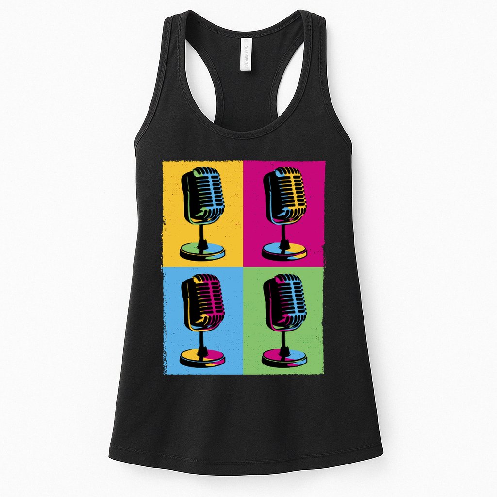 Pop Art Microphone Music Womens Tank Top