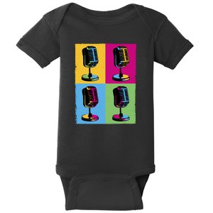 Pop Art Microphone Music Baby Bodysuit