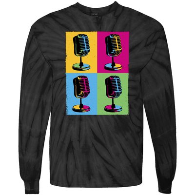 Pop Art Microphone Music Tie-Dye Long Sleeve Shirt