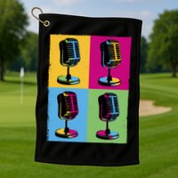 Pop Art Microphone Music Golf Towel