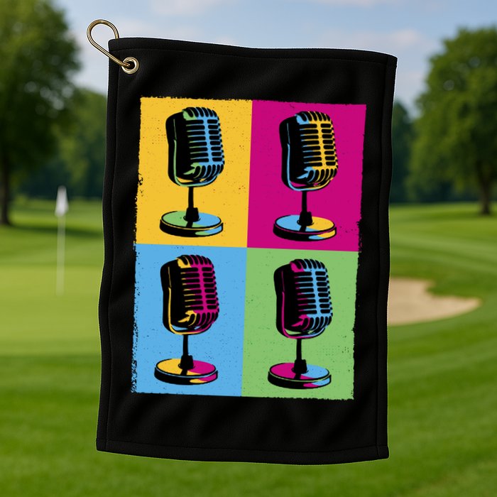 Pop Art Microphone Music Golf Towel