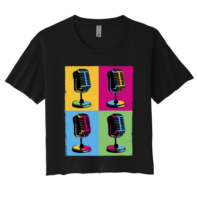 Pop Art Microphone Music Crop Top