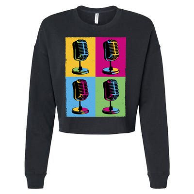 Pop Art Microphone Music Cropped Pullover Crew