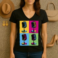 Pop Art Microphone Music Women's V-Neck T-Shirt