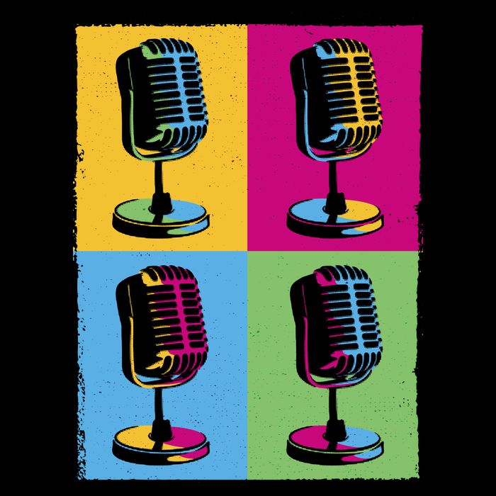 Pop Art Microphone Music Women's V-Neck T-Shirt