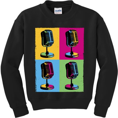 Pop Art Microphone Music Kids Sweatshirt