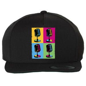 Pop Art Microphone Music Wool Snapback Cap