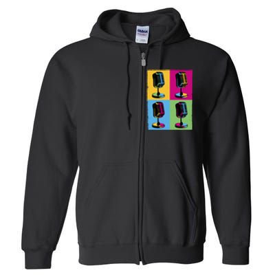 Pop Art Microphone Music Full Zip Hoodie