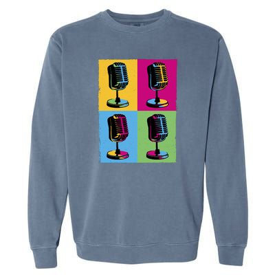 Pop Art Microphone Music Garment-Dyed Sweatshirt