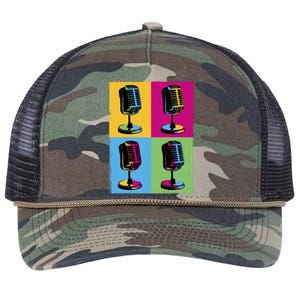 Pop Art Microphone Music Retro Rope Trucker Hat Cap