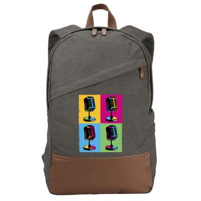 Pop Art Microphone Music Cotton Canvas Backpack