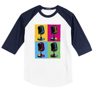 Pop Art Microphone Music Baseball Sleeve Shirt