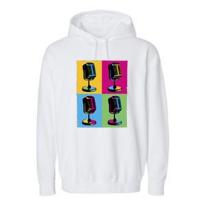 Pop Art Microphone Music Garment-Dyed Fleece Hoodie