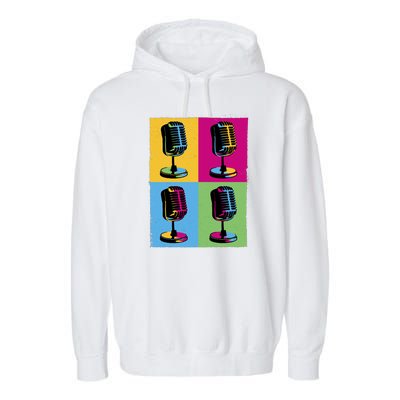 Pop Art Microphone Music Garment-Dyed Fleece Hoodie