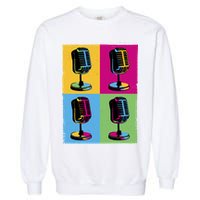 Pop Art Microphone Music Garment-Dyed Sweatshirt