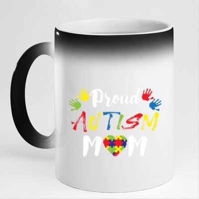 Proud Autism Mom Gift 11oz Black Color Changing Mug