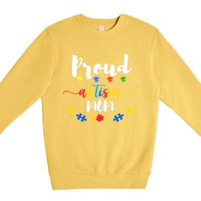 Proud Autism Mom Awareness Puzzle Gift Premium Crewneck Sweatshirt