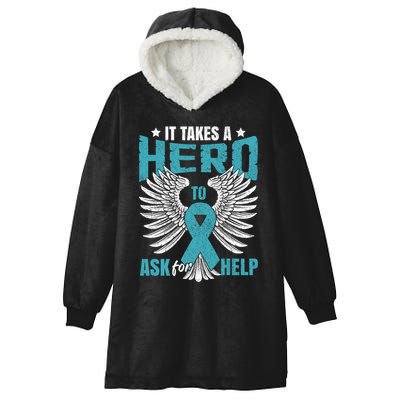 Ptsd Awareness Month Teal Ribbon Ptsd Gift Hooded Wearable Blanket