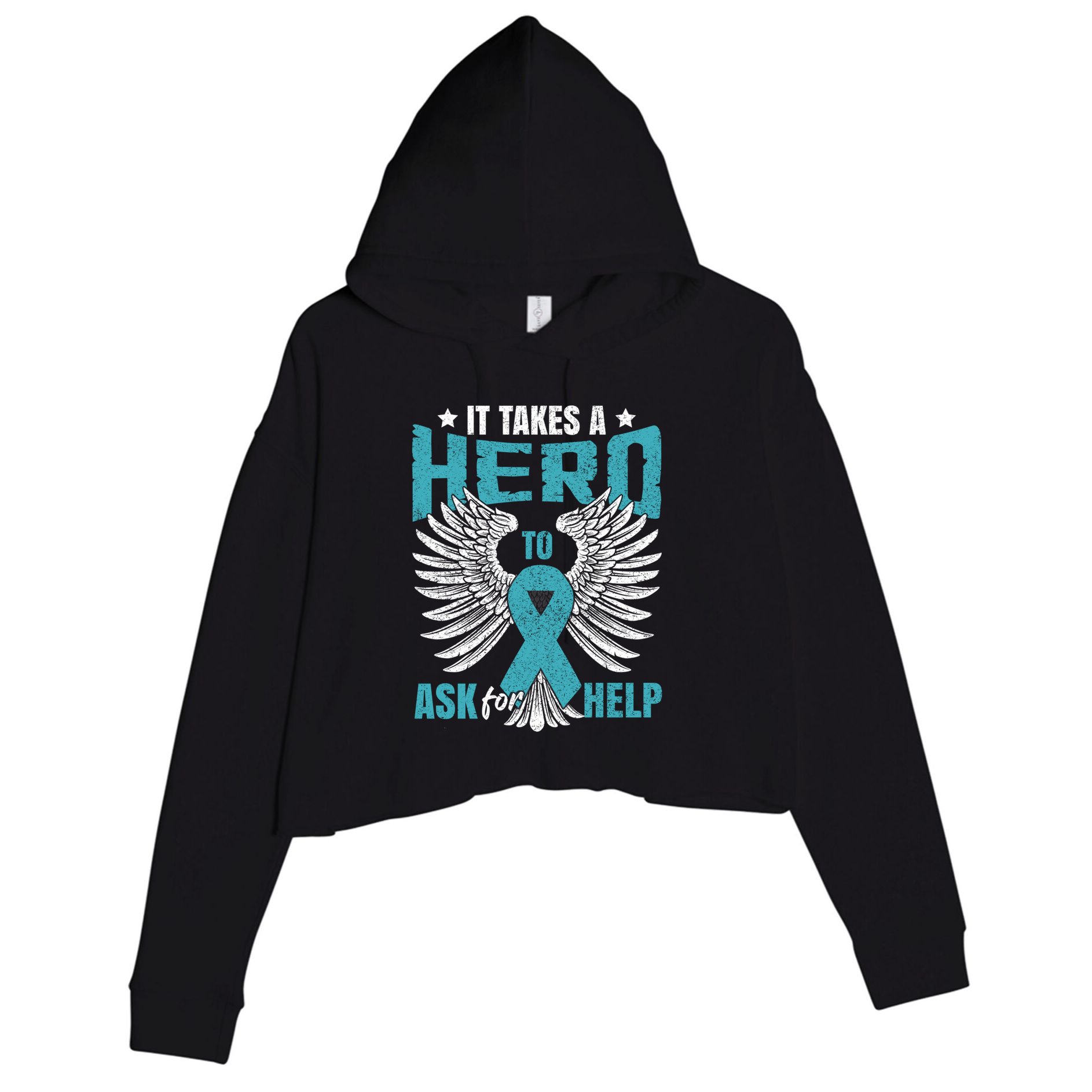 Ptsd Awareness Month Teal Ribbon Ptsd Gift Crop Fleece Hoodie