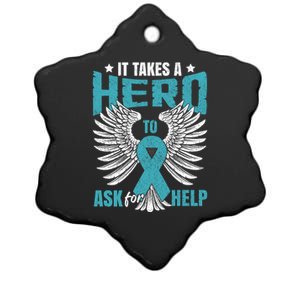 Ptsd Awareness Month Teal Ribbon Ptsd Gift Ceramic Star Ornament