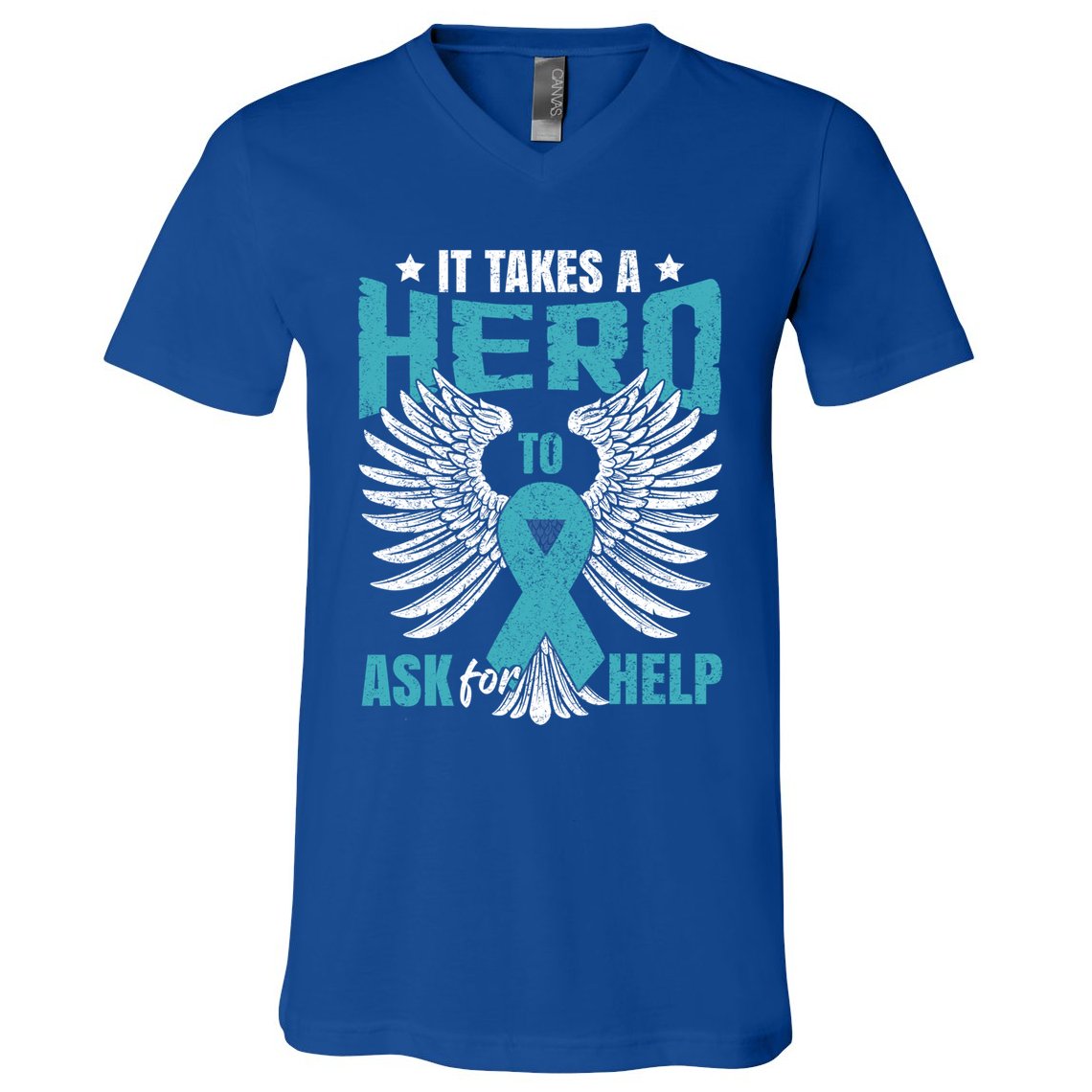 Ptsd Awareness Month Teal Ribbon Ptsd Gift V-Neck T-Shirt
