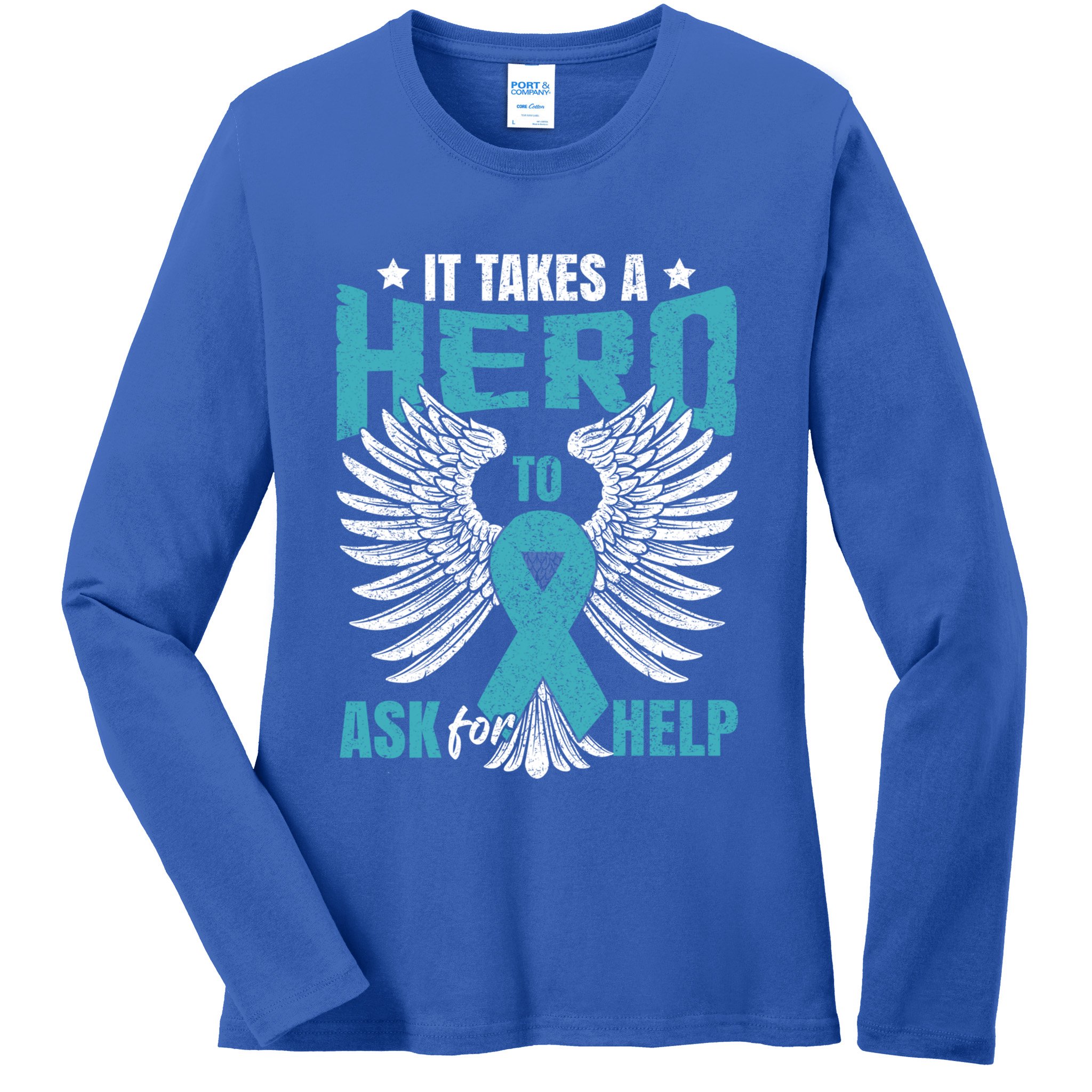 Ptsd Awareness Month Teal Ribbon Ptsd Gift Ladies Long Sleeve Shirt