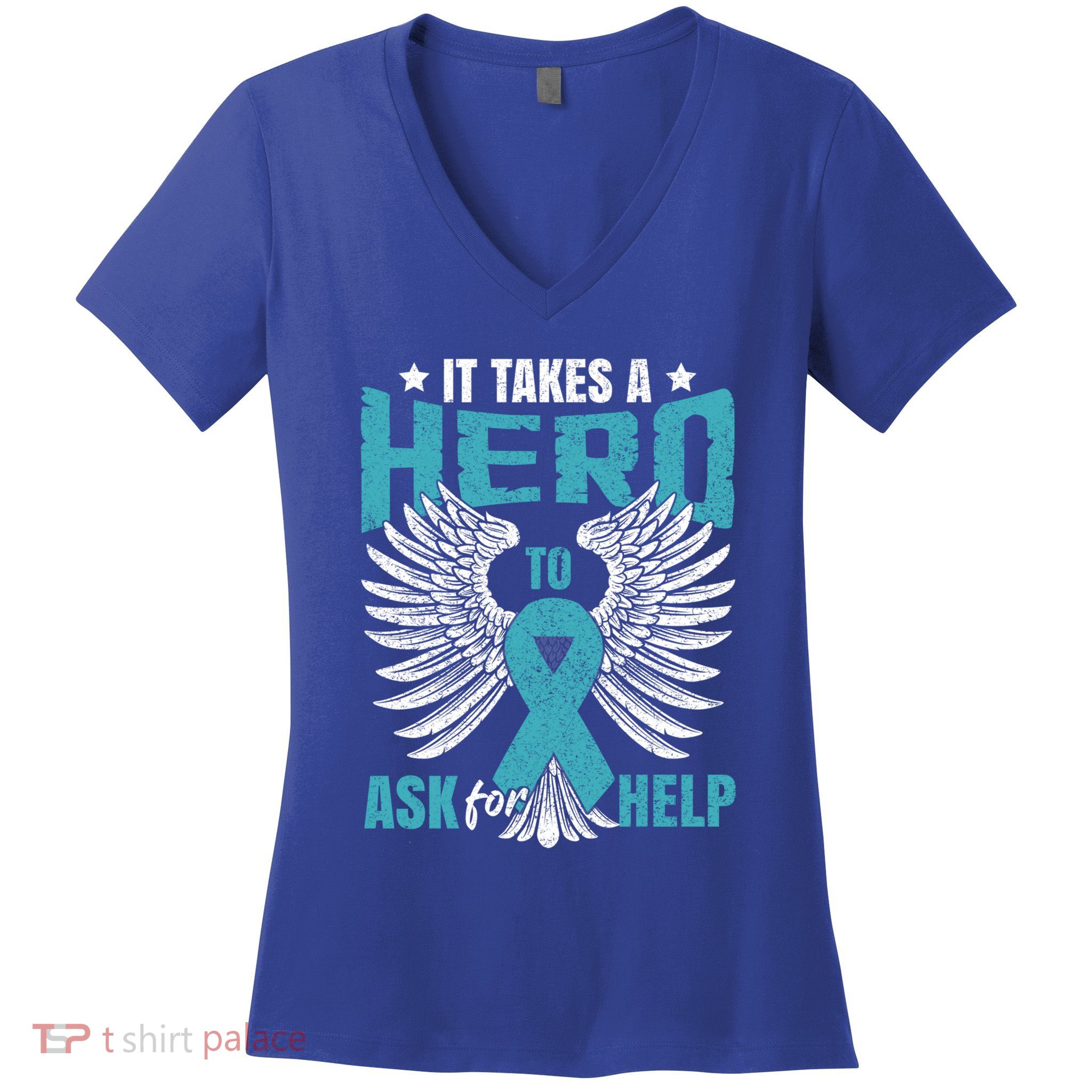 Ptsd Awareness Month Teal Ribbon Ptsd Gift Women's V-Neck T-Shirt