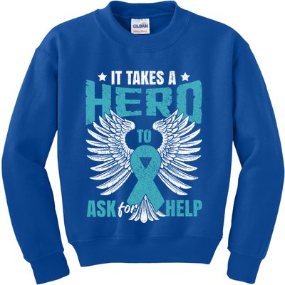 Ptsd Awareness Month Teal Ribbon Ptsd Gift Kids Sweatshirt