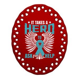 Ptsd Awareness Month Teal Ribbon Ptsd Gift Ceramic Oval Ornament