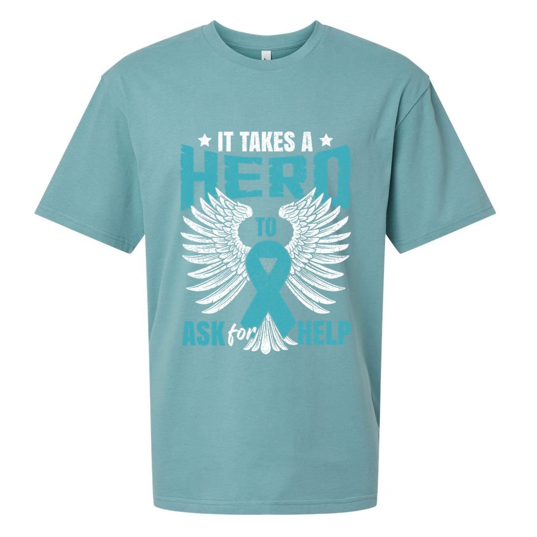 Ptsd Awareness Month Teal Ribbon Ptsd Gift Sueded Cloud Jersey T-Shirt