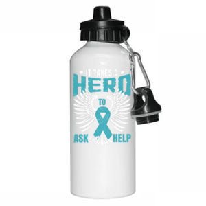 Ptsd Awareness Month Teal Ribbon Ptsd Gift Aluminum Water Bottle