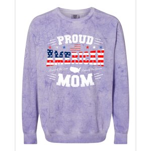 Proud American Mom Flag Usa 4th Of July Patriotic Mom Gift Colorblast Crewneck Sweatshirt