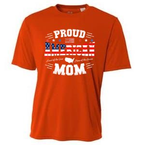 Proud American Mom Flag Usa 4th Of July Patriotic Mom Gift Cooling Performance Crew T-Shirt