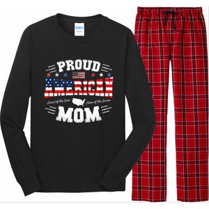 Proud American Mom Flag Usa 4th Of July Patriotic Mom Gift Long Sleeve Pajama Set