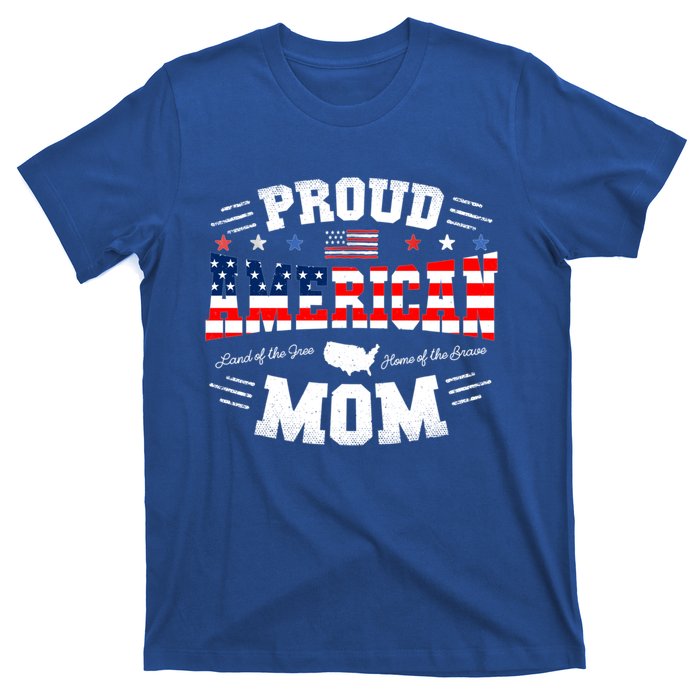 Proud American Mom Flag Usa 4th Of July Patriotic Mom Gift T-Shirt